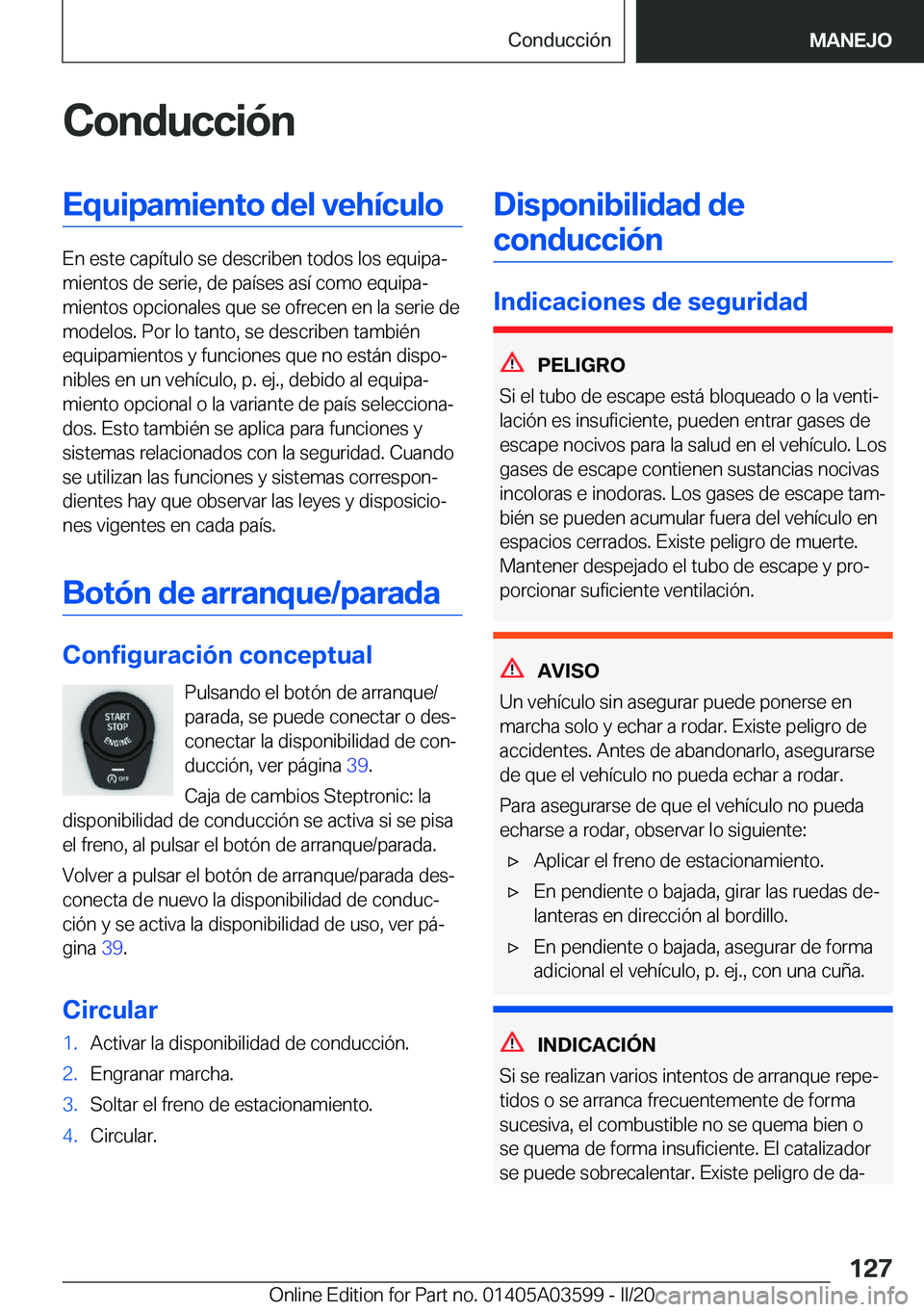 BMW X4 2020  Manuales de Empleo (in Spanish) �C�o�n�d�u�c�c�i�