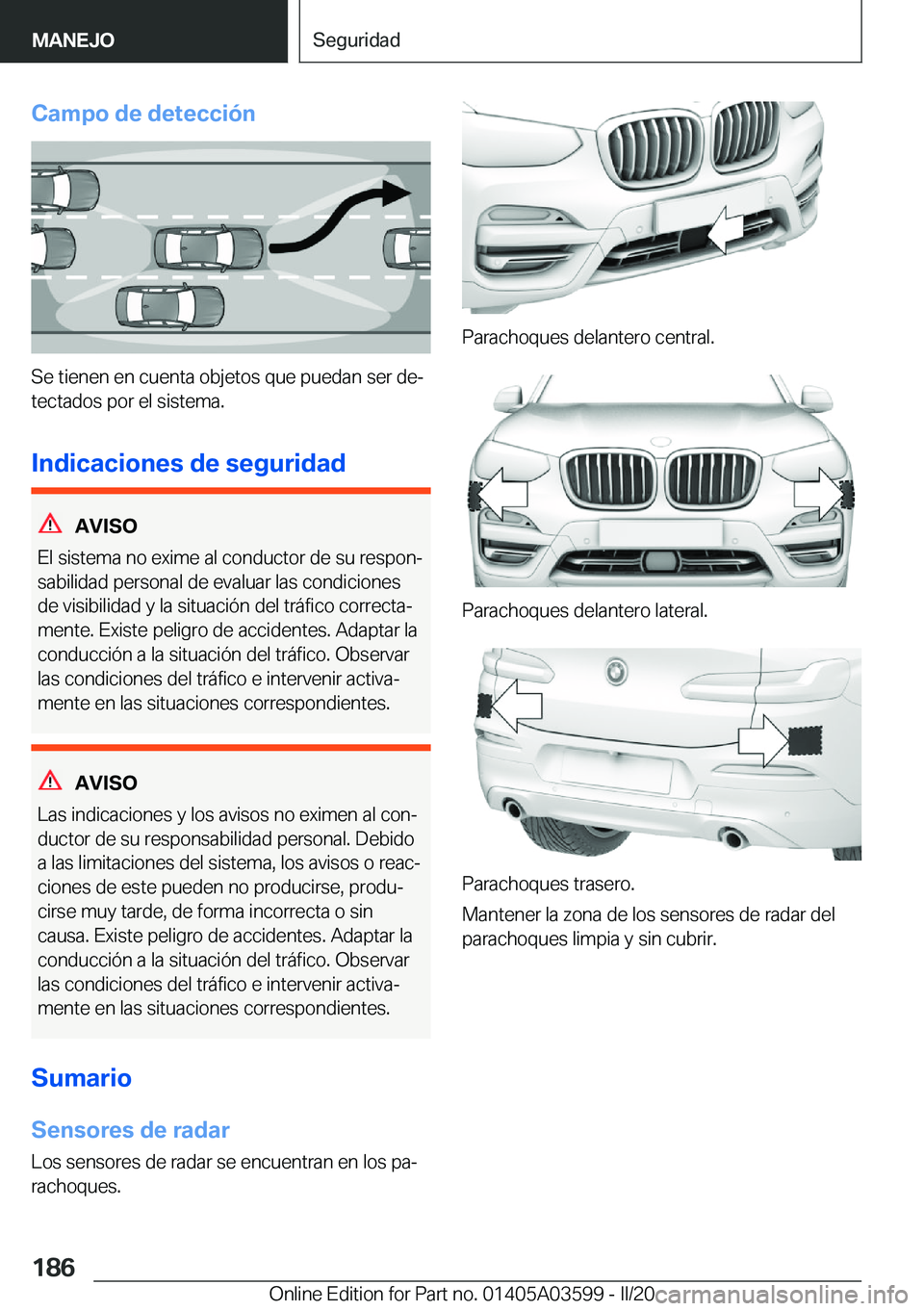 BMW X4 2020  Manuales de Empleo (in Spanish) �C�a�m�p�o��d�e��d�e�t�e�c�c�i�