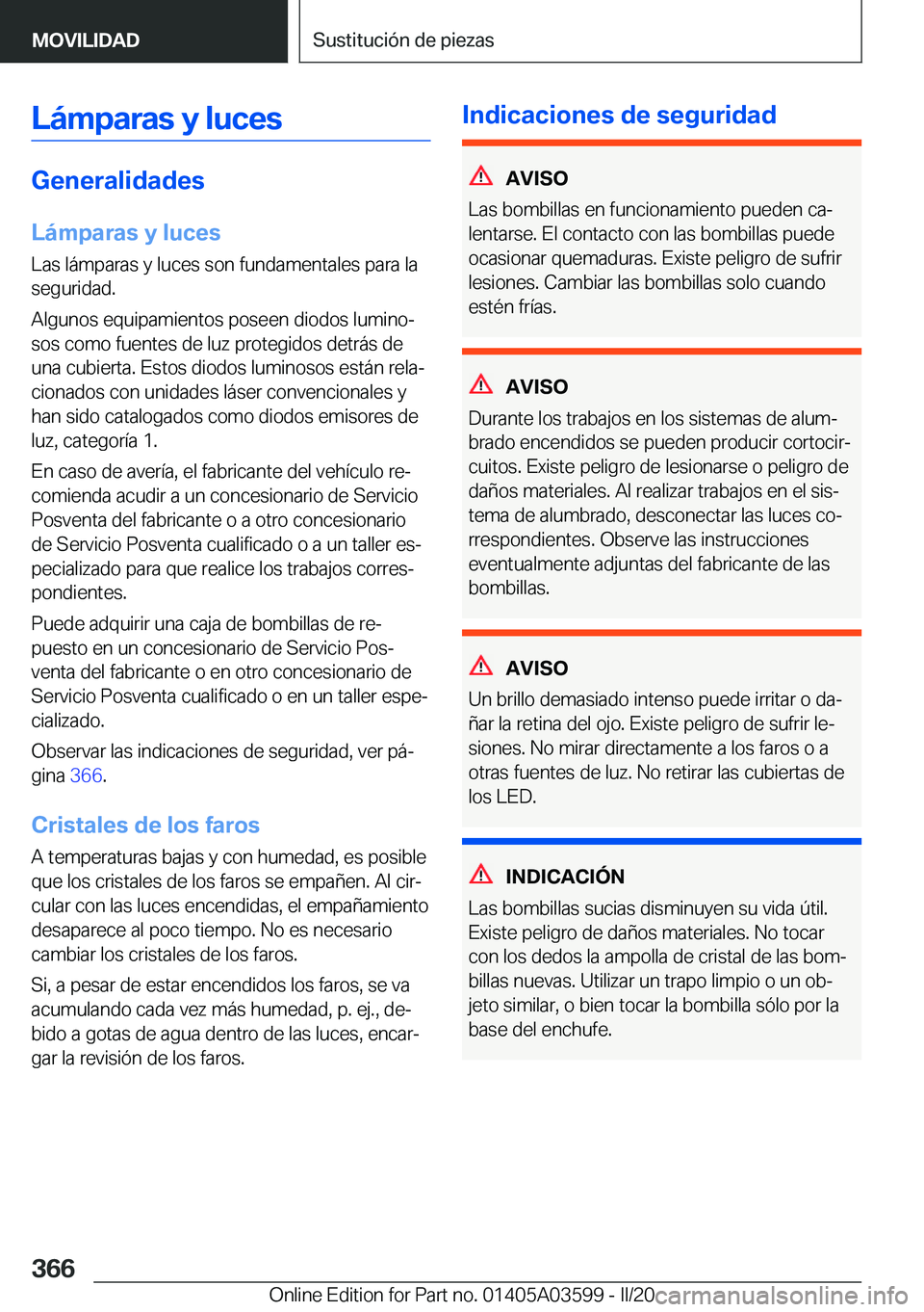 BMW X4 2020  Manuales de Empleo (in Spanish) �L�
