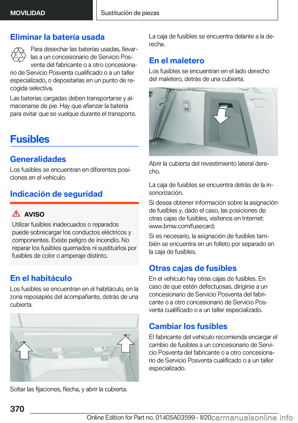 BMW X4 2020  Manuales de Empleo (in Spanish) �E�l�i�m�i�n�a�r��l�a��b�a�t�e�r�