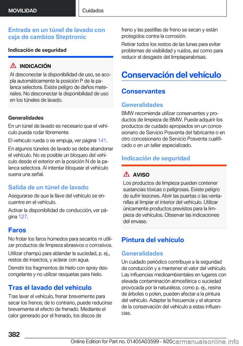 BMW X4 2020  Manuales de Empleo (in Spanish) �E�n�t�r�a�d�a��e�n��u�n��t�