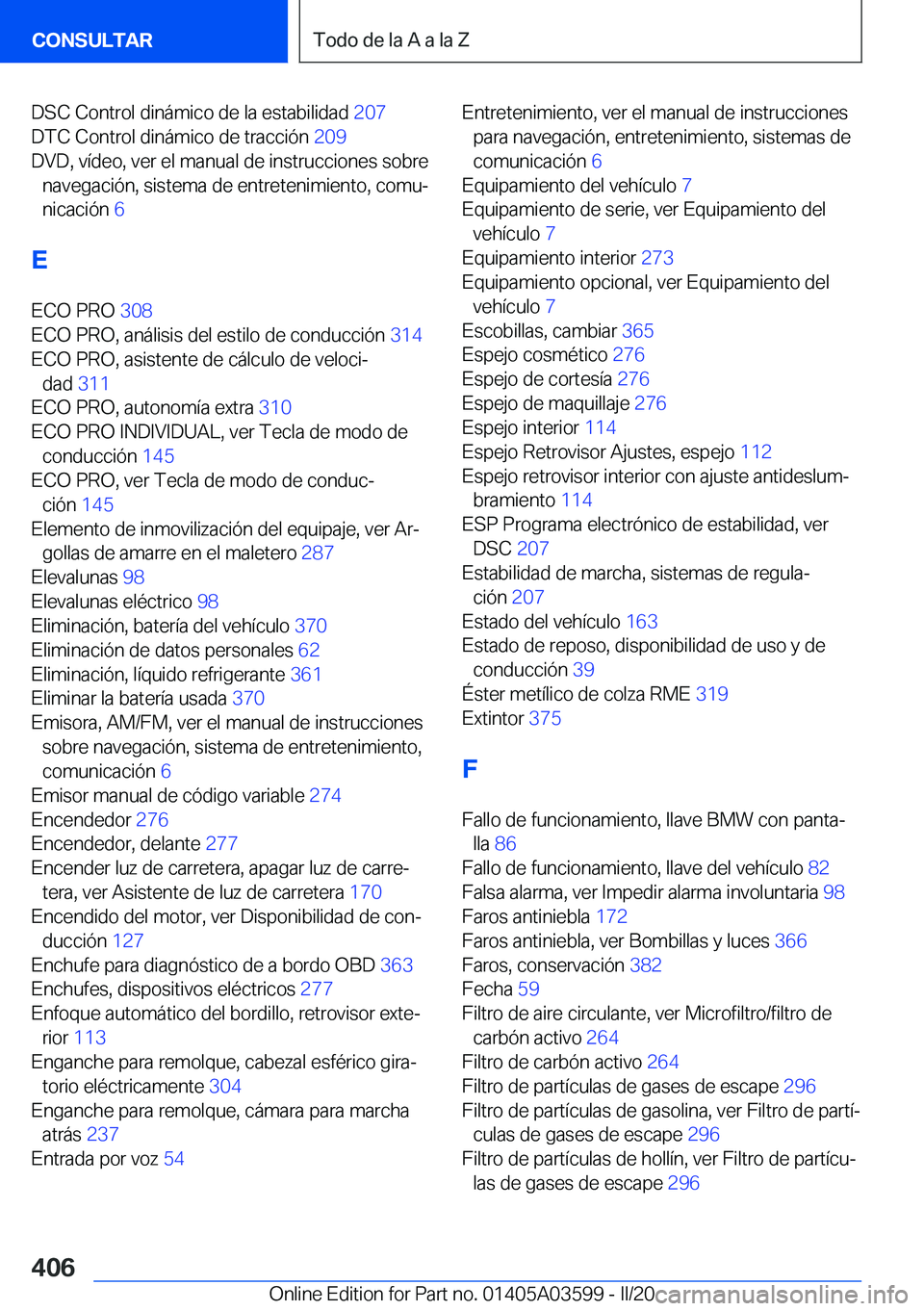 BMW X4 2020  Manuales de Empleo (in Spanish) �D�S�C��C�o�n�t�r�o�l��d�i�n�