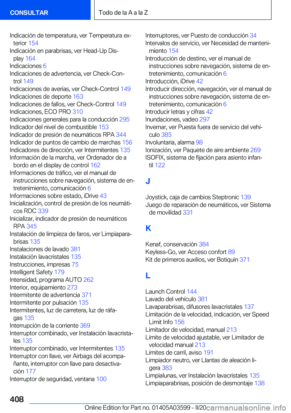 BMW X4 2020  Manuales de Empleo (in Spanish) �I�n�d�i�c�a�c�i�