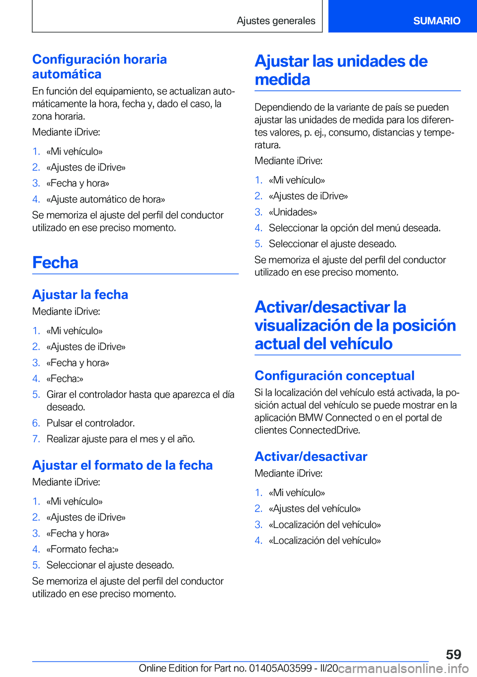 BMW X4 2020  Manuales de Empleo (in Spanish) �C�o�n�f�i�g�u�r�a�c�i�