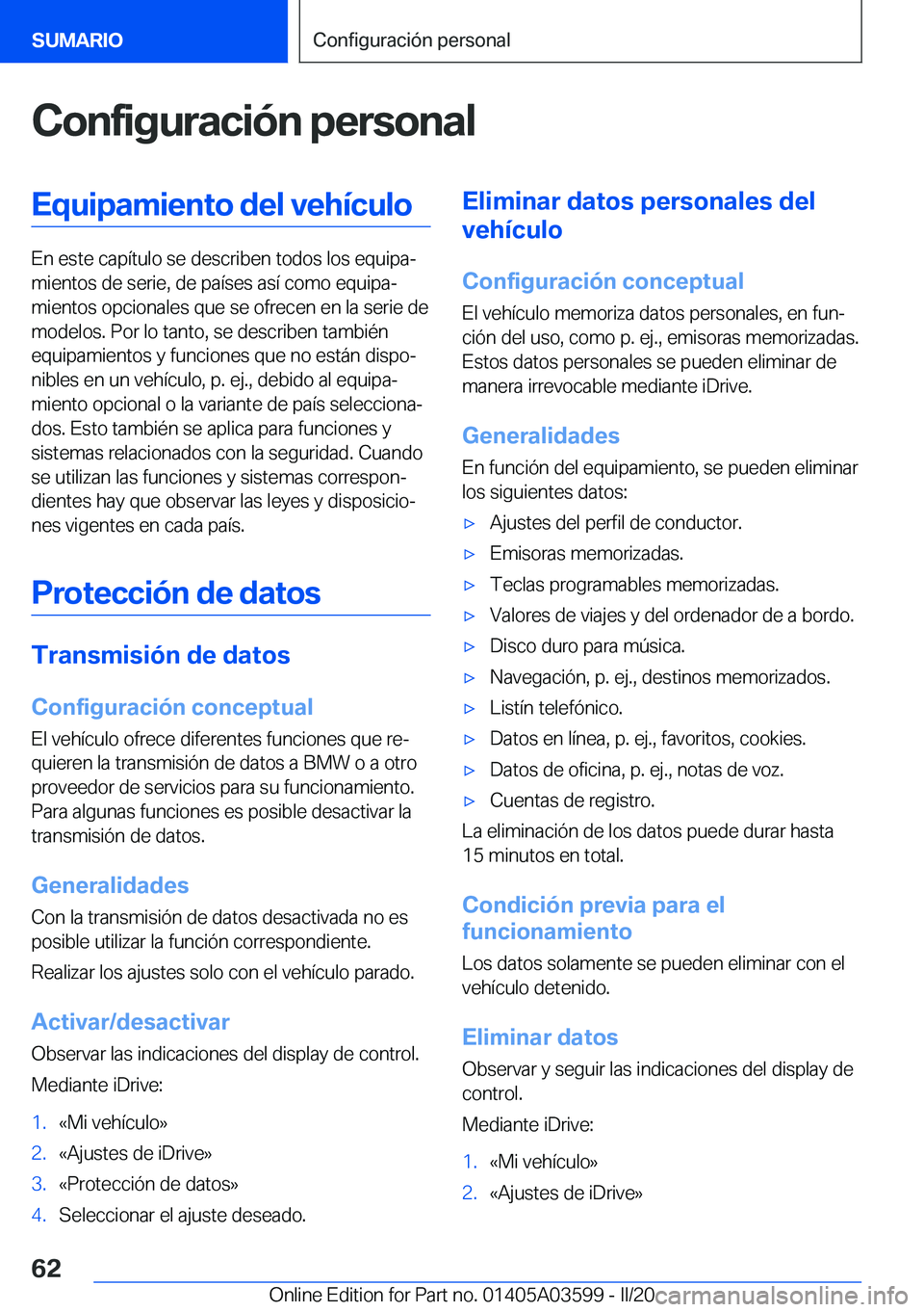 BMW X4 2020  Manuales de Empleo (in Spanish) �C�o�n�f�i�g�u�r�a�c�i�