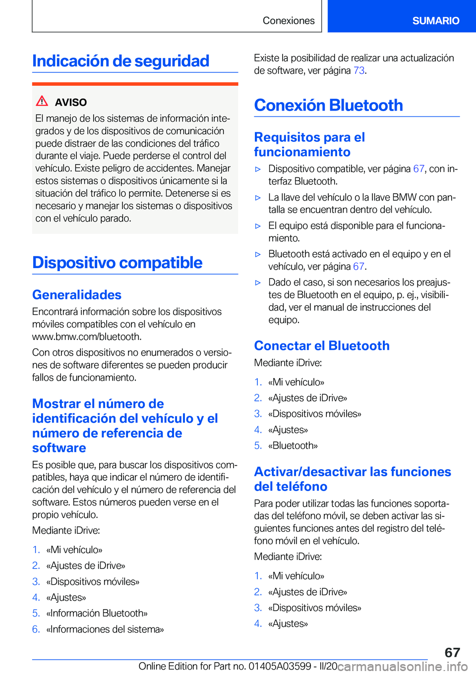 BMW X4 2020  Manuales de Empleo (in Spanish) �I�n�d�i�c�a�c�i�