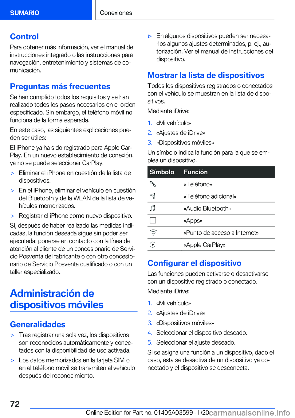 BMW X4 2020  Manuales de Empleo (in Spanish) �C�o�n�t�r�o�l�P�a�r�a��o�b�t�e�n�e�r��m�