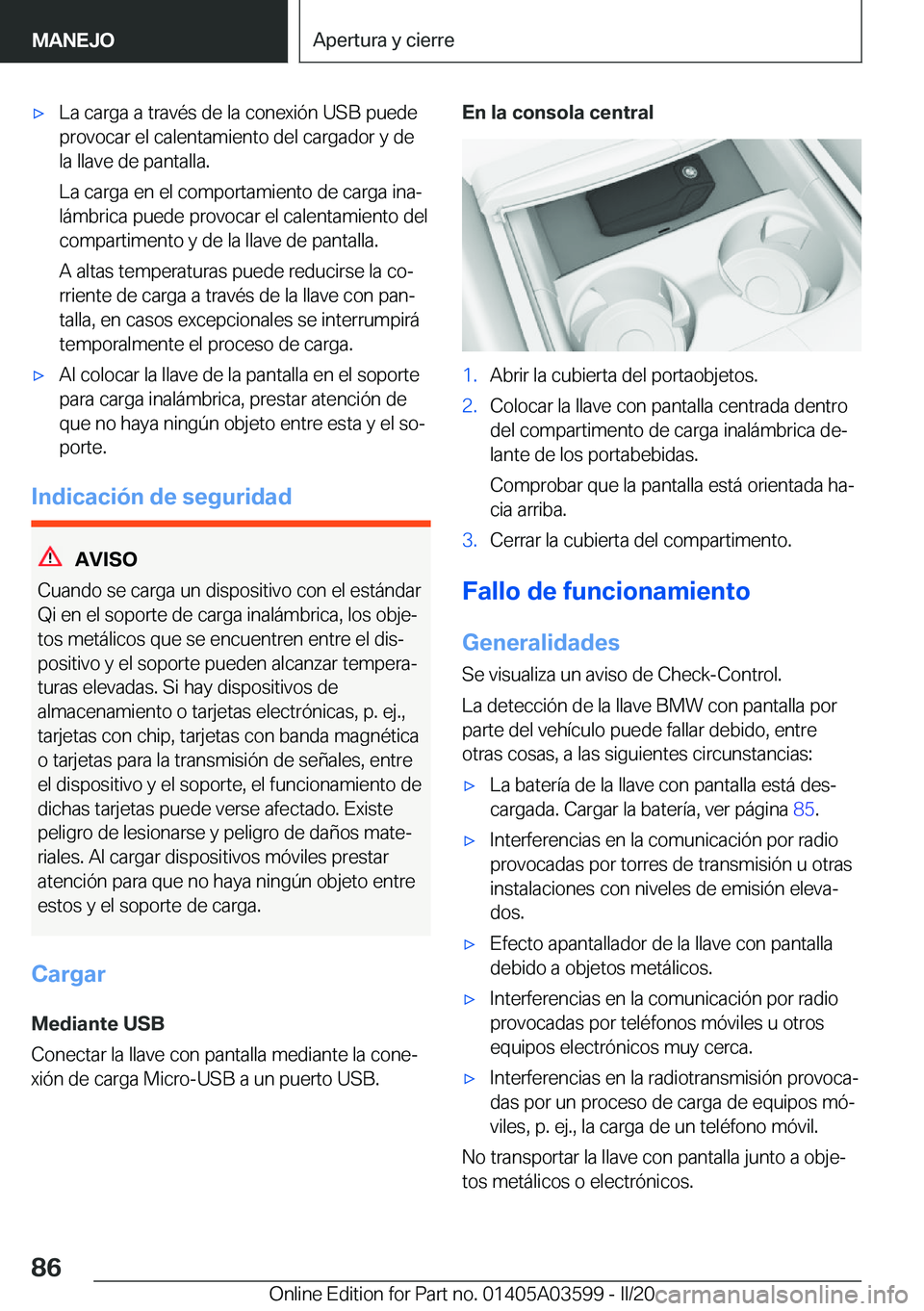 BMW X4 2020  Manuales de Empleo (in Spanish) x�L�a��c�a�r�g�a��a��t�r�a�v�