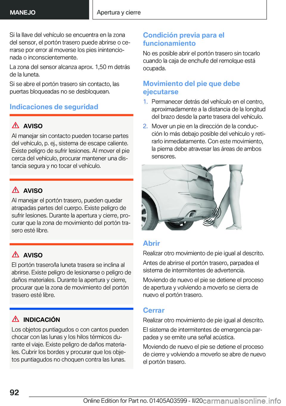 BMW X4 2020  Manuales de Empleo (in Spanish) �S�i��l�a��l�l�a�v�e��d�e�l��v�e�h�