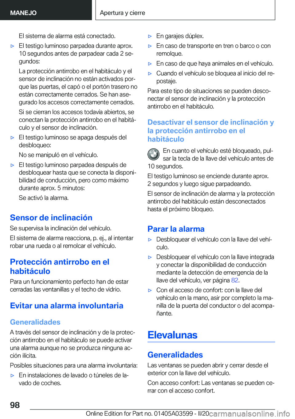 BMW X4 2020  Manuales de Empleo (in Spanish) �E�l��s�i�s�t�e�m�a��d�e��a�l�a�r�m�a��e�s�t�