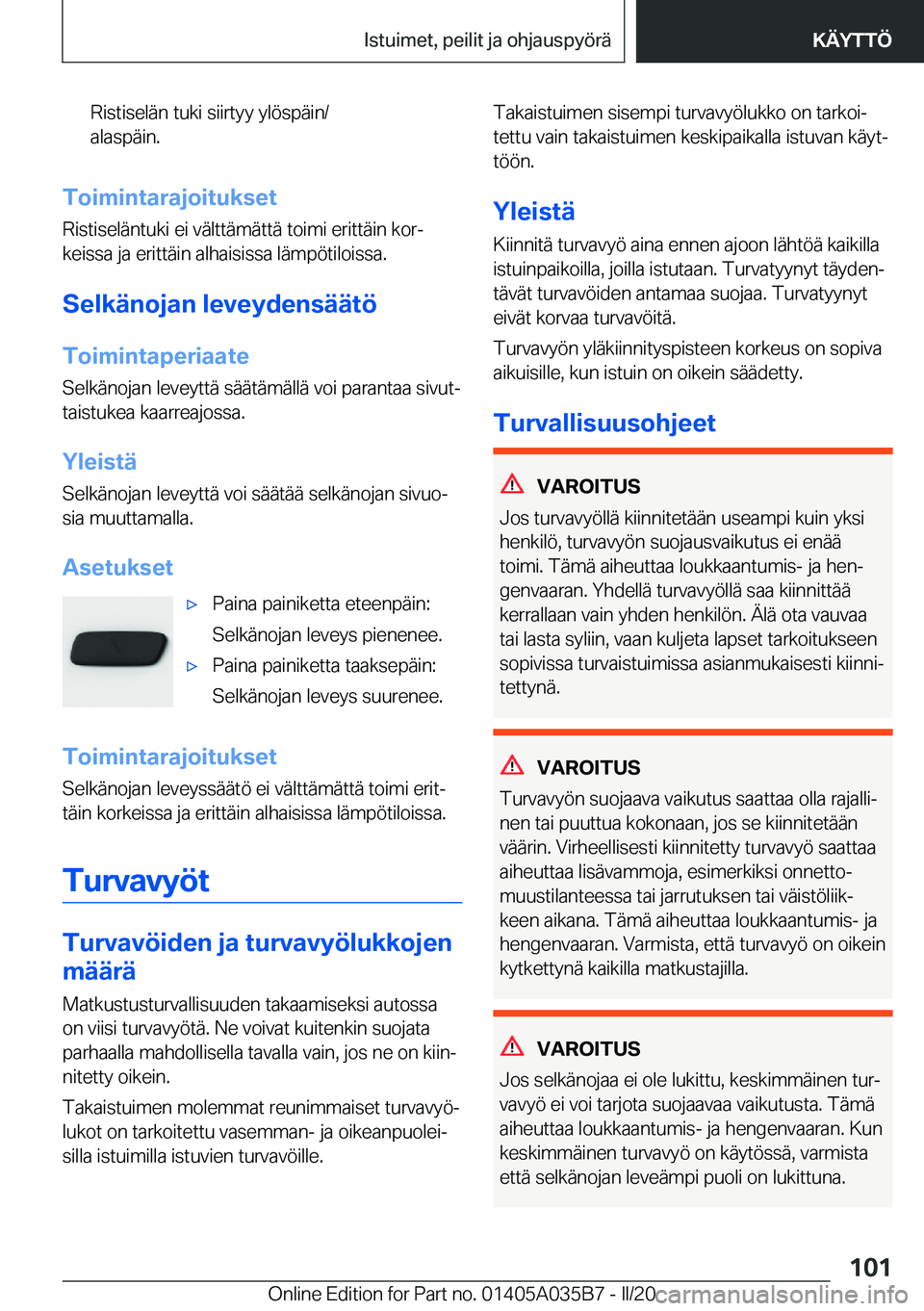 BMW X4 2020  Omistajan Käsikirja (in Finnish) �R�i�s�t�i�s�e�l�