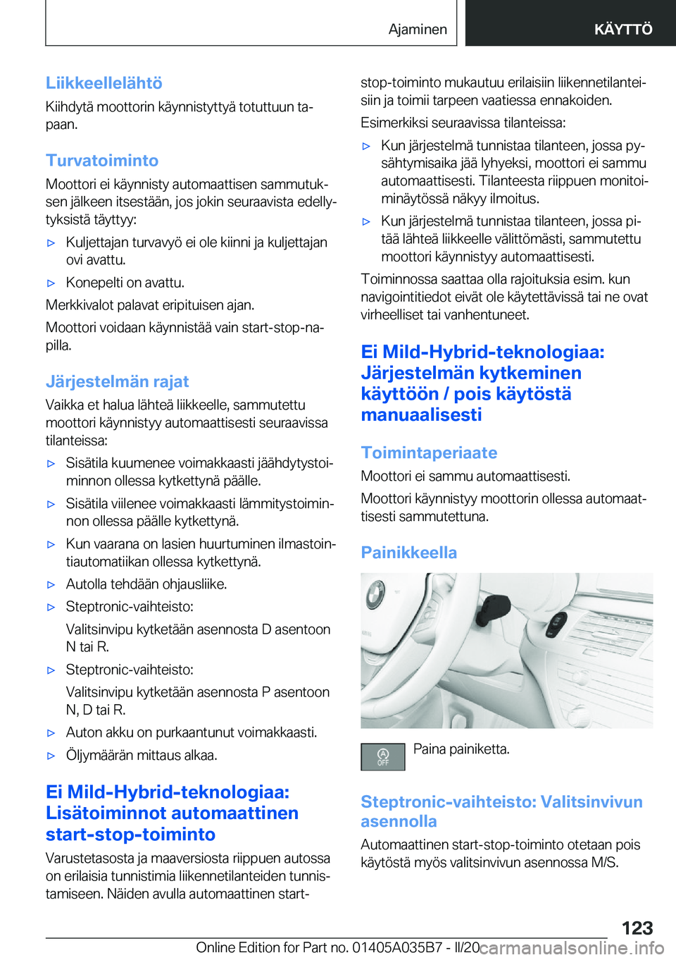 BMW X4 2020  Omistajan Käsikirja (in Finnish) �L�i�i�k�k�e�e�l�l�e�l�