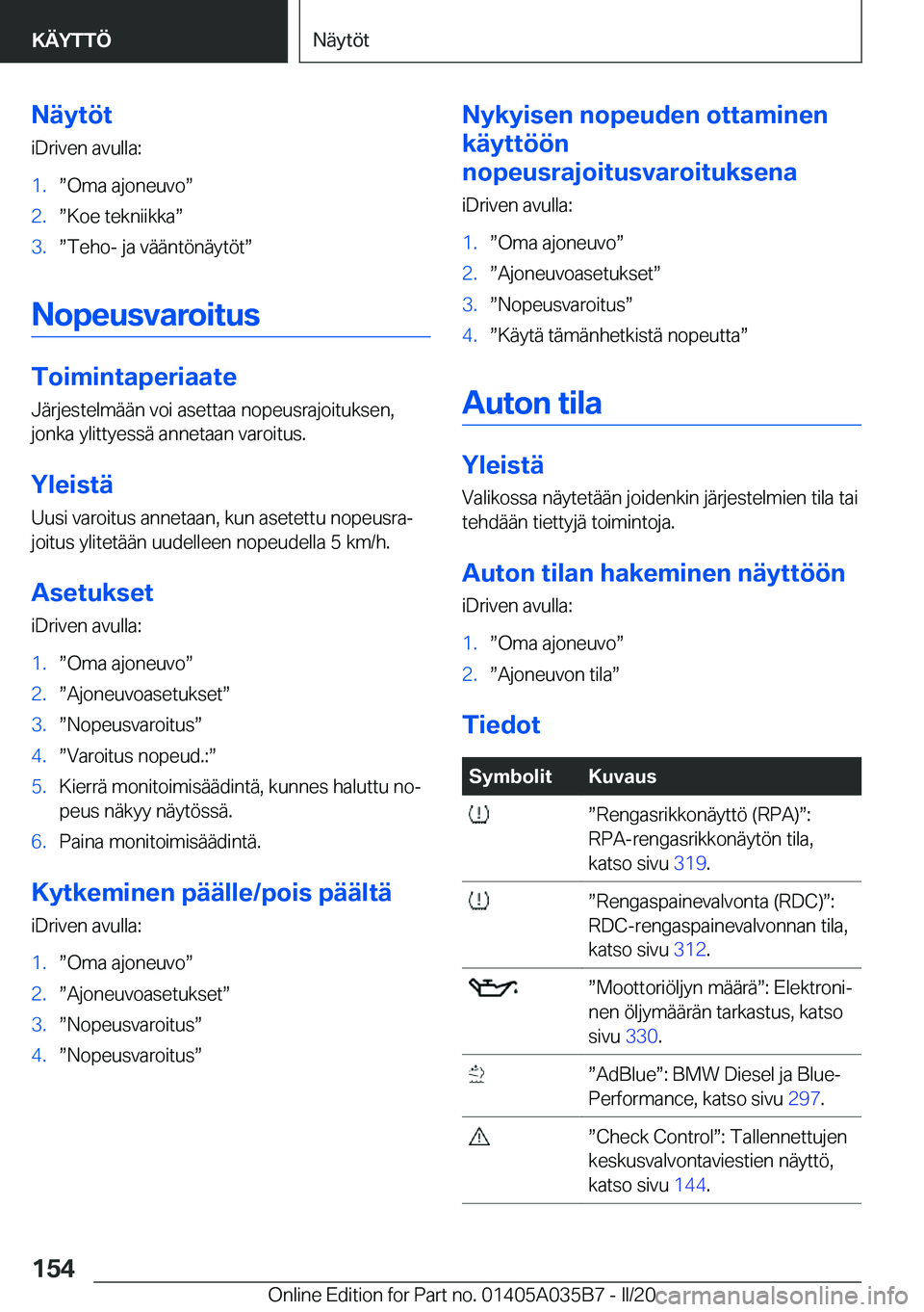 BMW X4 2020  Omistajan Käsikirja (in Finnish) �N�