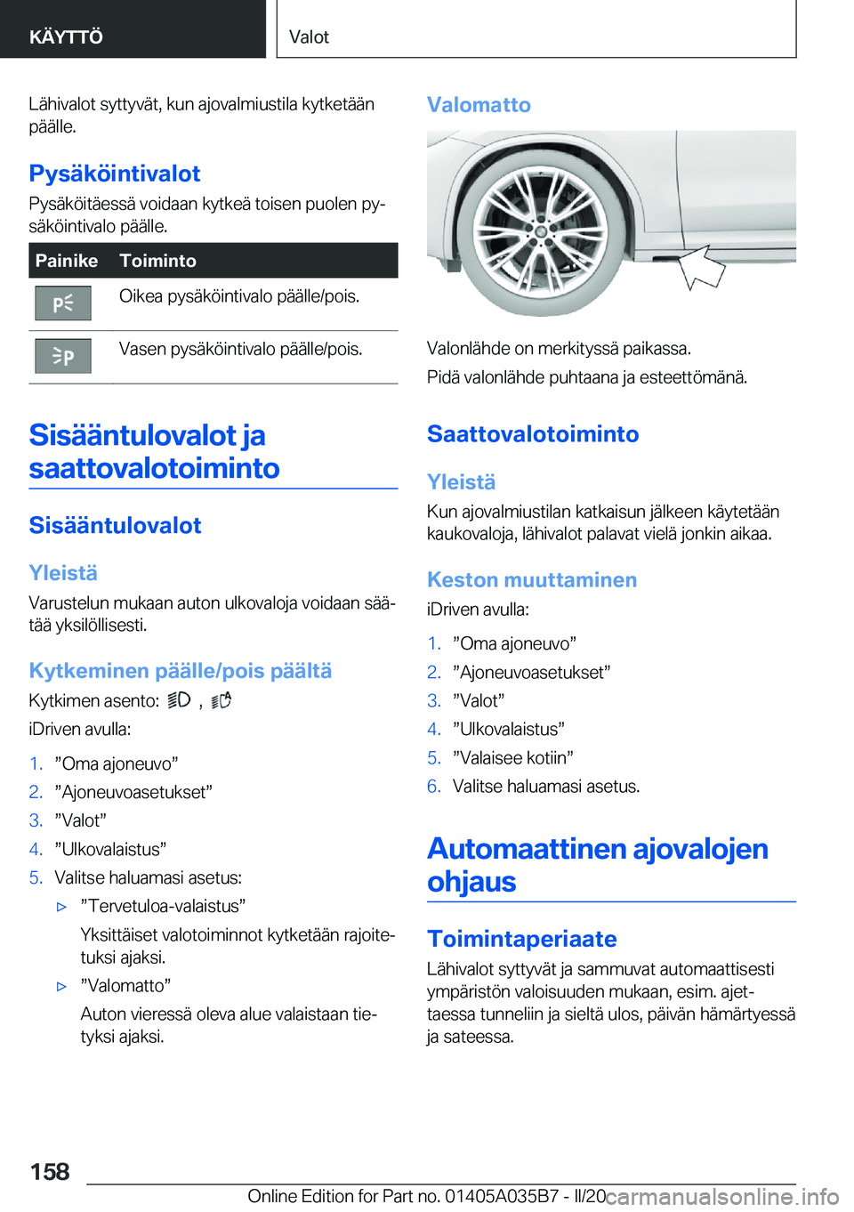 BMW X4 2020  Omistajan Käsikirja (in Finnish) �L�