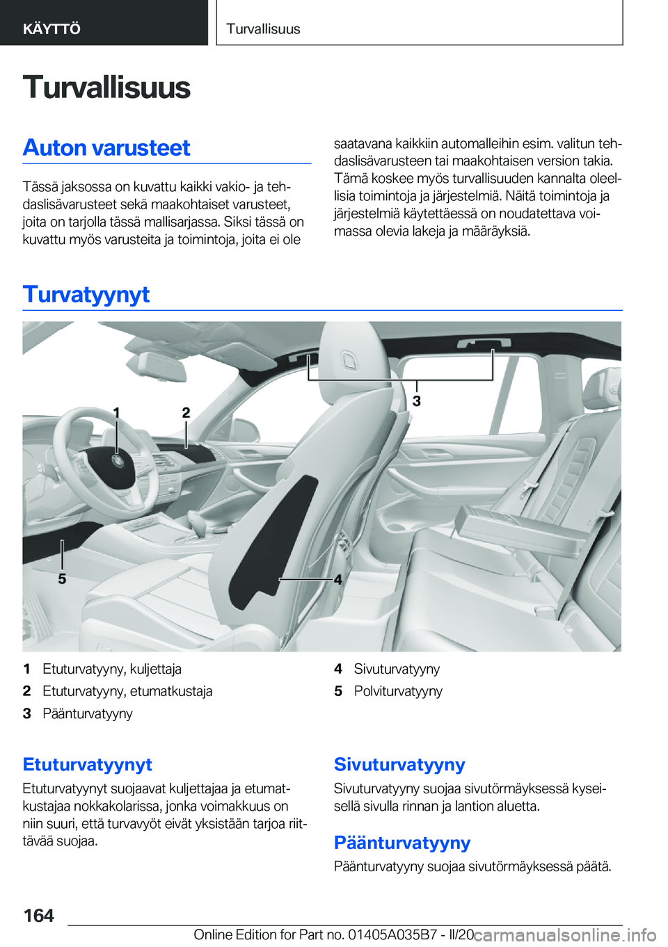 BMW X4 2020  Omistajan Käsikirja (in Finnish) �T�u�r�v�a�l�l�i�s�u�u�s�A�u�t�o�n��v�a�r�u�s�t�e�e�t
�T�