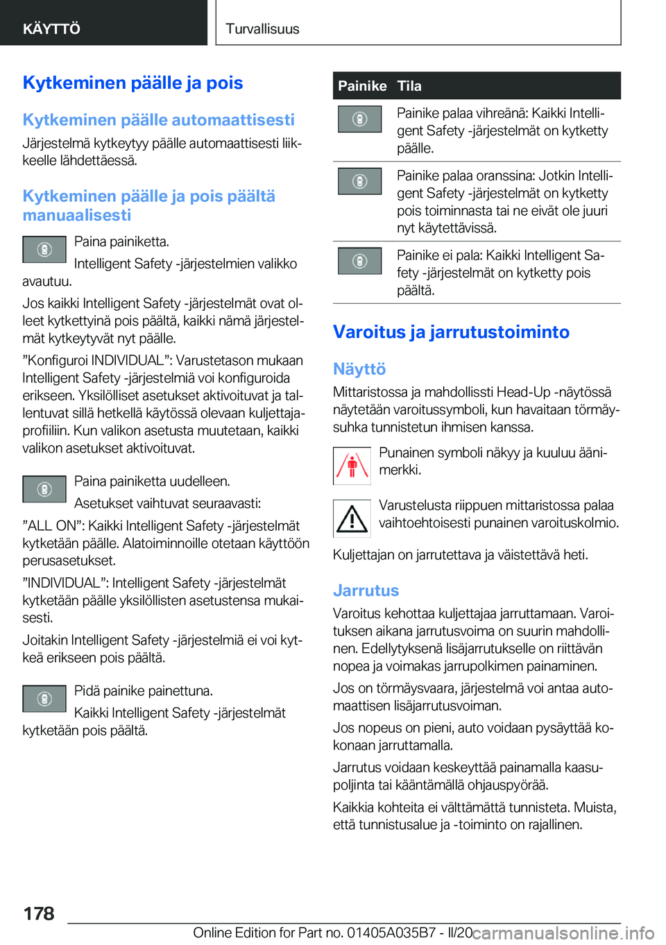 BMW X4 2020  Omistajan Käsikirja (in Finnish) �K�y�t�k�e�m�i�n�e�n��p�