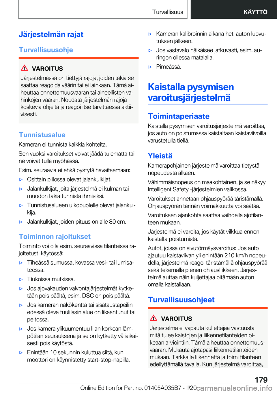 BMW X4 2020  Omistajan Käsikirja (in Finnish) �J�