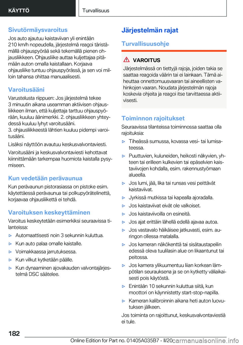 BMW X4 2020  Omistajan Käsikirja (in Finnish) �S�i�v�u�t�