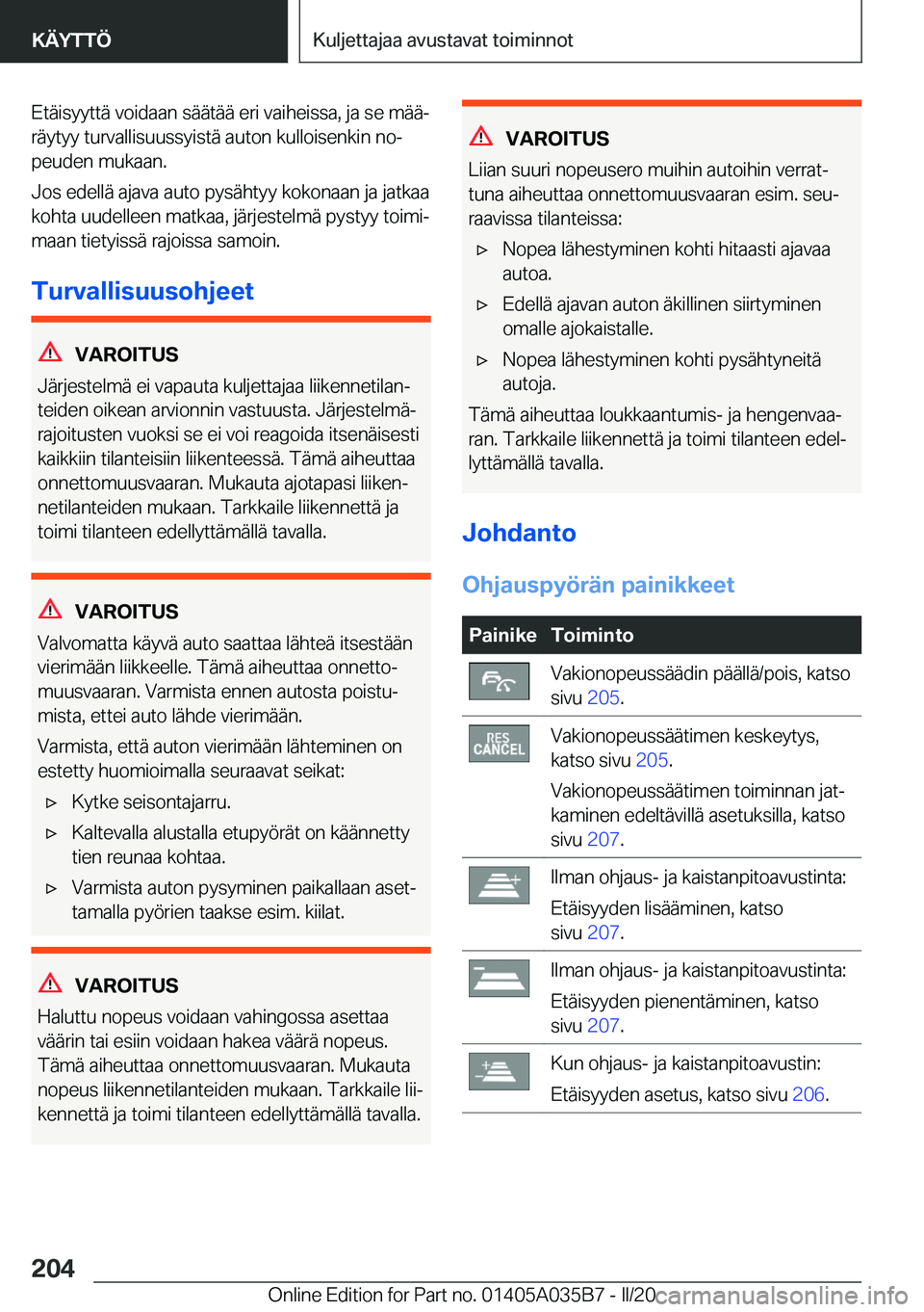 BMW X4 2020  Omistajan Käsikirja (in Finnish) �E�t�