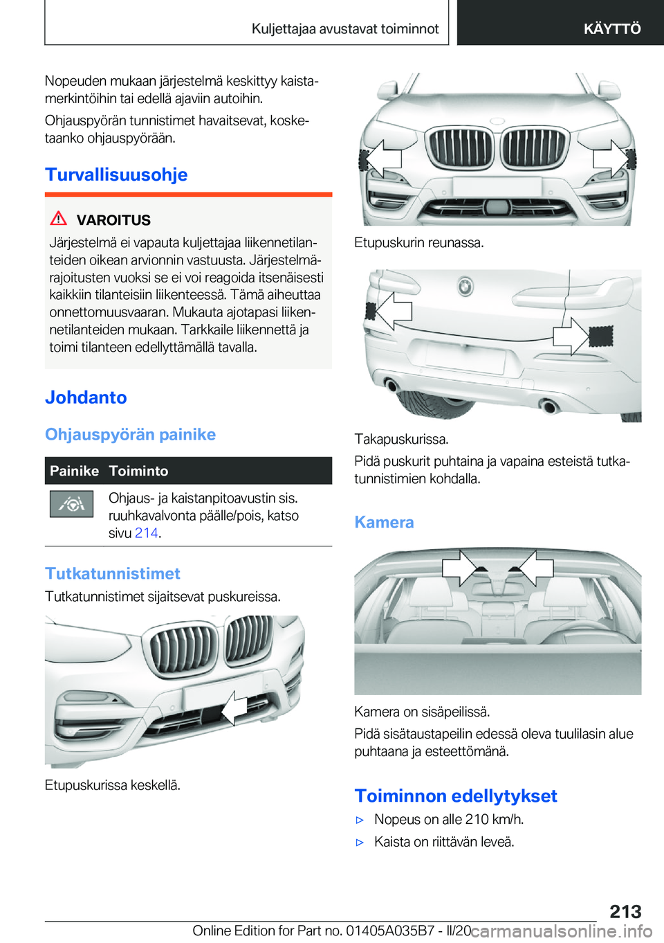 BMW X4 2020  Omistajan Käsikirja (in Finnish) �N�o�p�e�u�d�e�n��m�u�k�a�a�n��j�