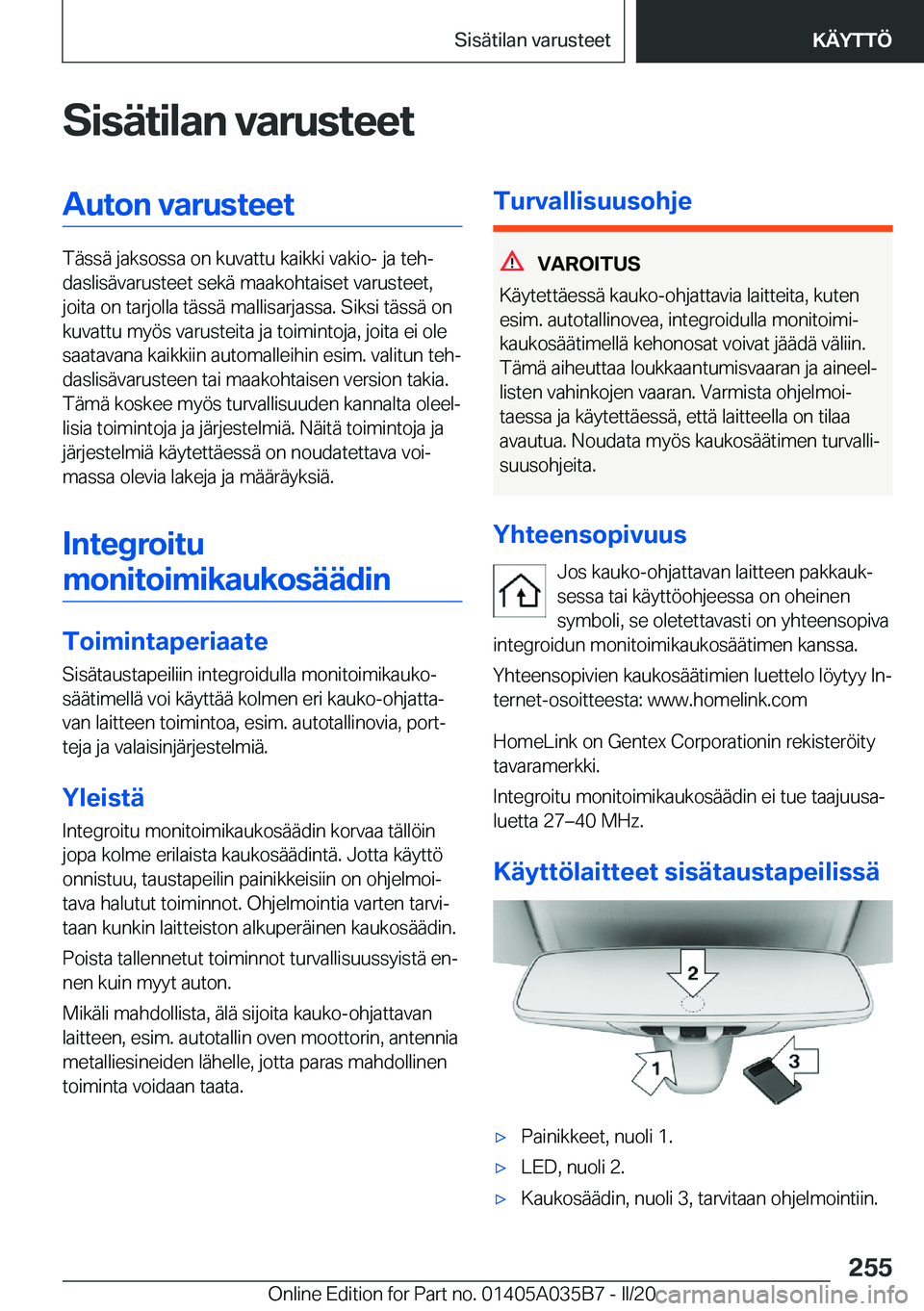 BMW X4 2020  Omistajan Käsikirja (in Finnish) �S�i�s�