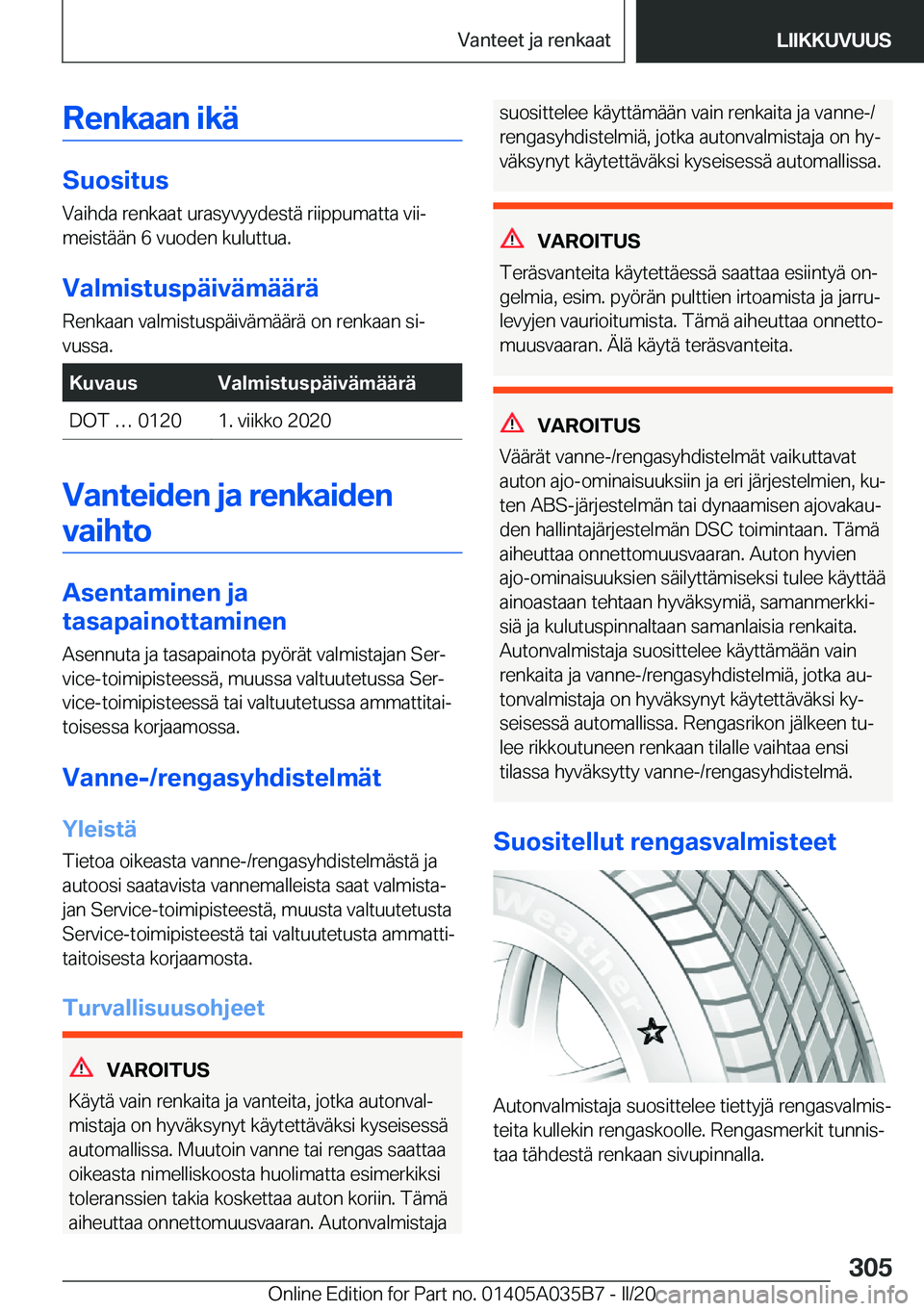 BMW X4 2020  Omistajan Käsikirja (in Finnish) �R�e�n�k�a�a�n��i�k�