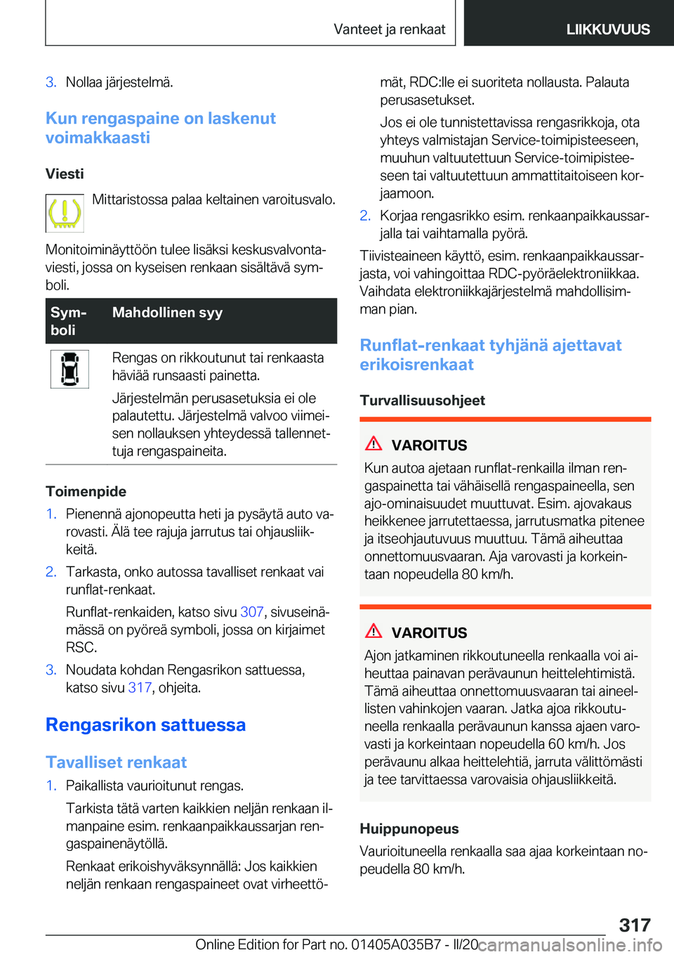 BMW X4 2020  Omistajan Käsikirja (in Finnish) �3�.�N�o�l�l�a�a��j�