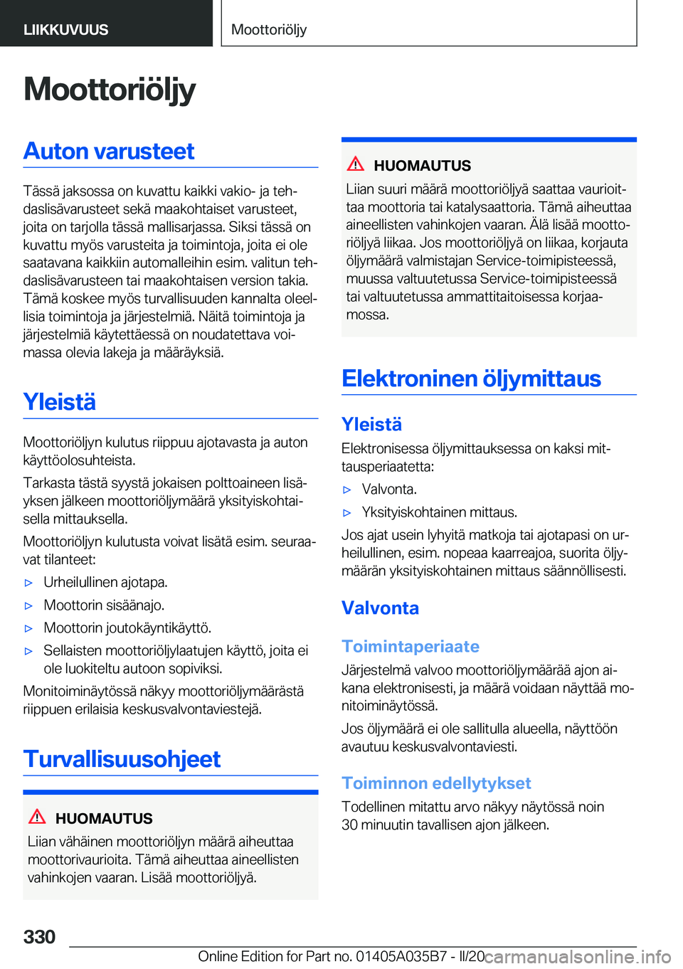BMW X4 2020  Omistajan Käsikirja (in Finnish) �M�o�o�t�t�o�r�i�