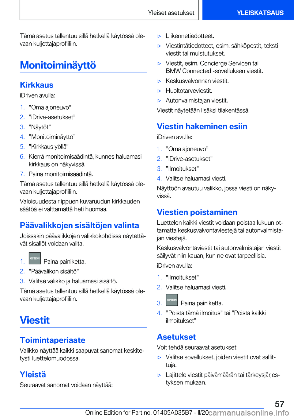 BMW X4 2020  Omistajan Käsikirja (in Finnish) �T�