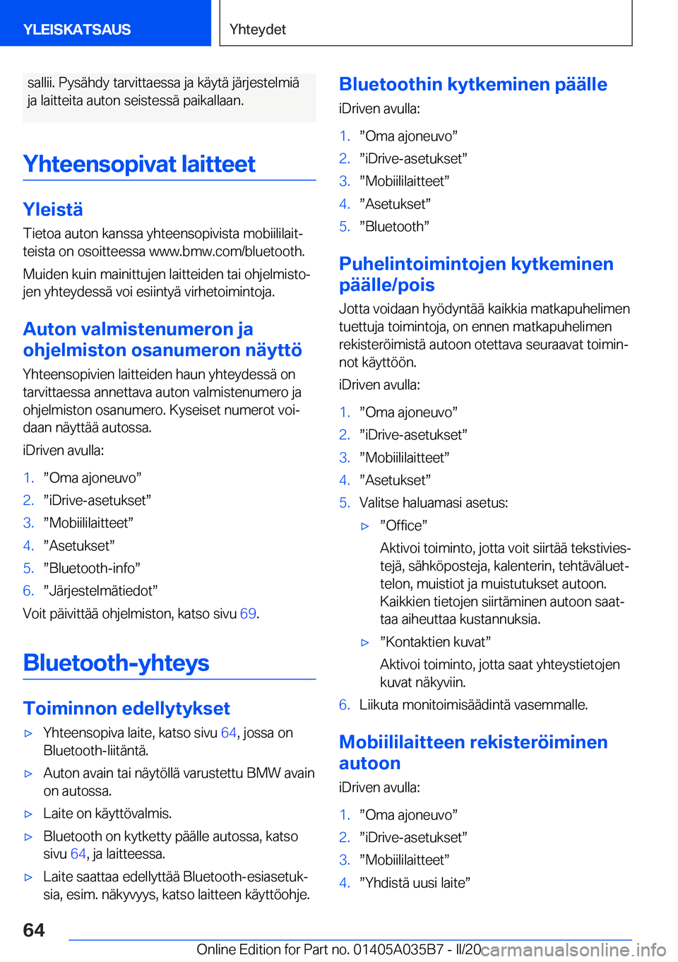 BMW X4 2020  Omistajan Käsikirja (in Finnish) �s�a�l�l�i�i�.��P�y�s�