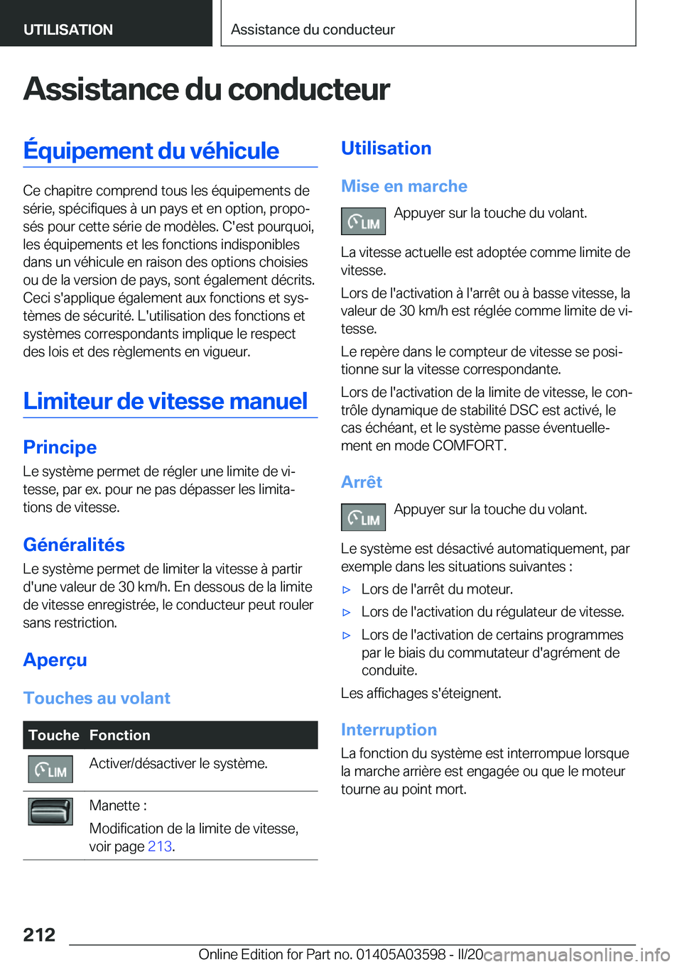 BMW X4 2020  Notices Demploi (in French) �A�s�s�i�s�t�a�n�c�e��d�u��c�o�n�d�u�c�t�e�u�r�