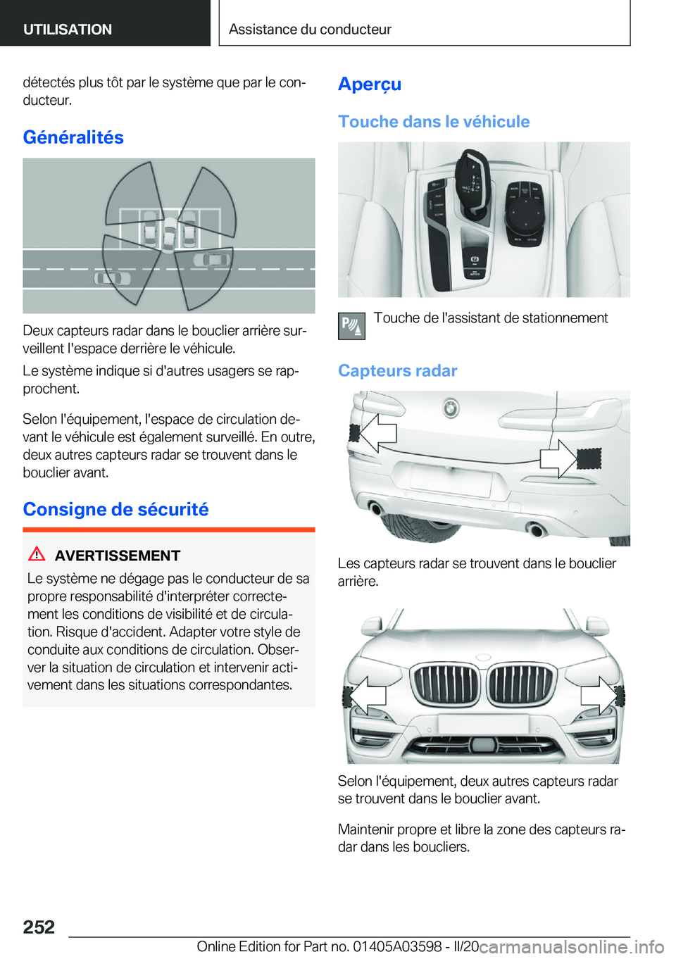 BMW X4 2020  Notices Demploi (in French) �d�é�t�e�c�t�é�s��p�l�u�s��t�