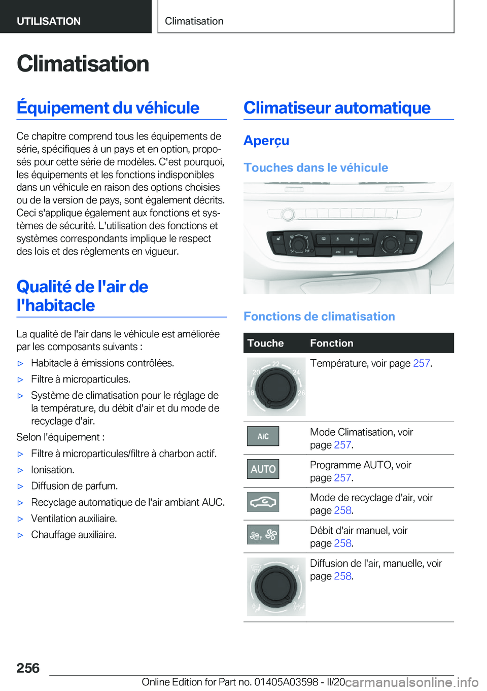 BMW X4 2020  Notices Demploi (in French) �C�l�i�m�a�t�i�s�a�t�i�o�n�