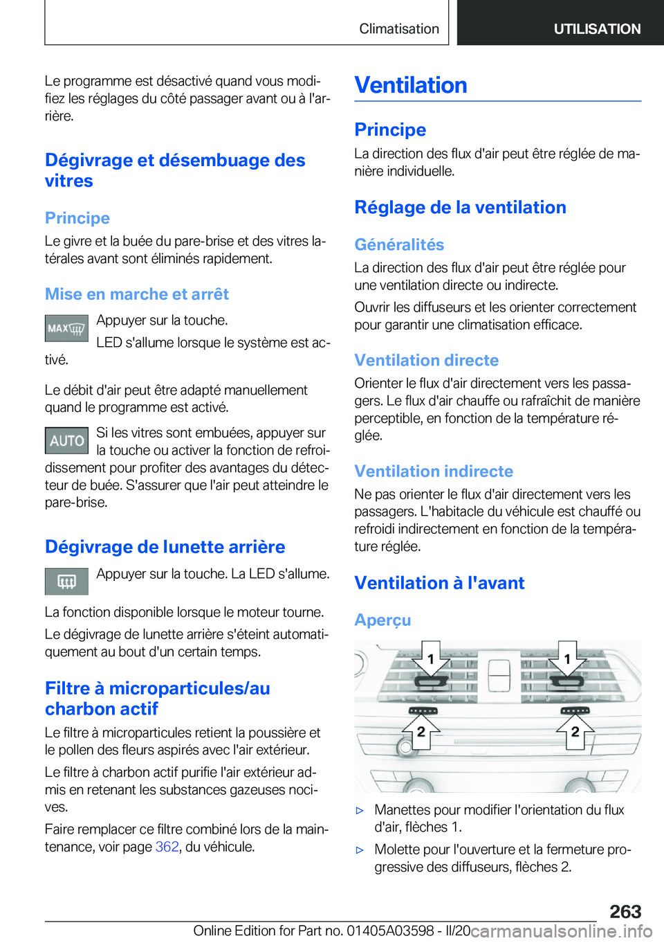 BMW X4 2020  Notices Demploi (in French) �L�e��p�r�o�g�r�a�m�m�e��e�s�t��d�é�s�a�c�t�i�v�é��q�u�a�n�d��v�o�u�s��m�o�d�ij�f�i�e�z��l�e�s��r�é�g�l�a�g�e�s��d�u��c�