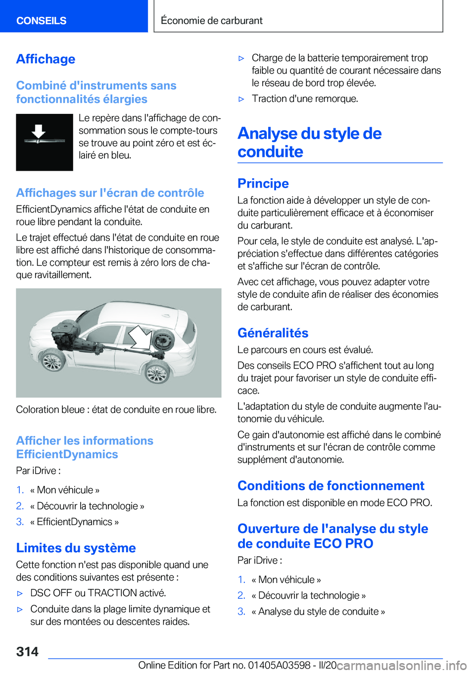 BMW X4 2020  Notices Demploi (in French) �A�f�f�i�c�h�a�g�e
�C�o�m�b�i�n�é��d�'�i�n�s�t�r�u�m�e�n�t�s��s�a�n�s
�f�o�n�c�t�i�o�n�n�a�l�i�t�é�s��é�l�a�r�g�i�e�s
�L�e��r�e�p�è�r�e��d�a�n�s��l�'�a�f�f�i�c�h�a�g�e��d�e��c�o�n