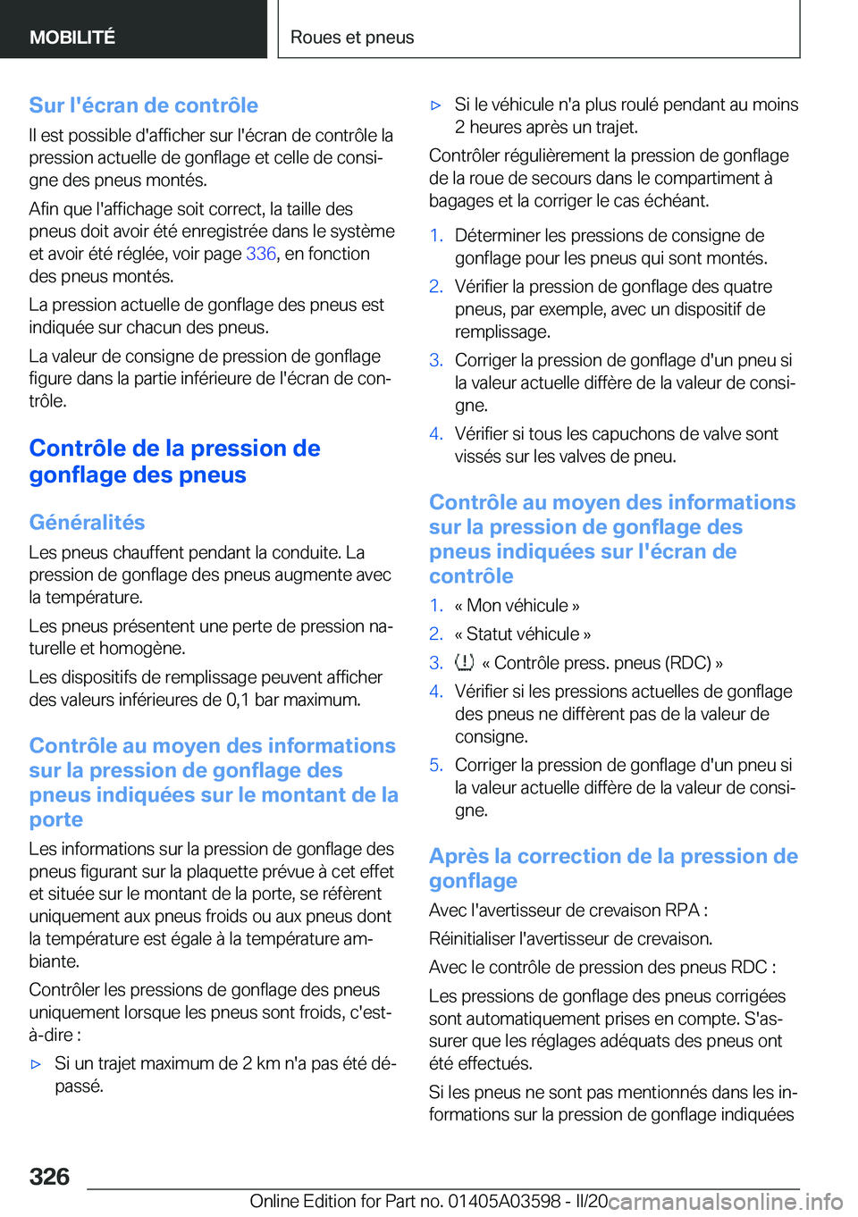 BMW X4 2020  Notices Demploi (in French) �S�u�r��l�'�é�c�r�a�n��d�e��c�o�n�t�r�