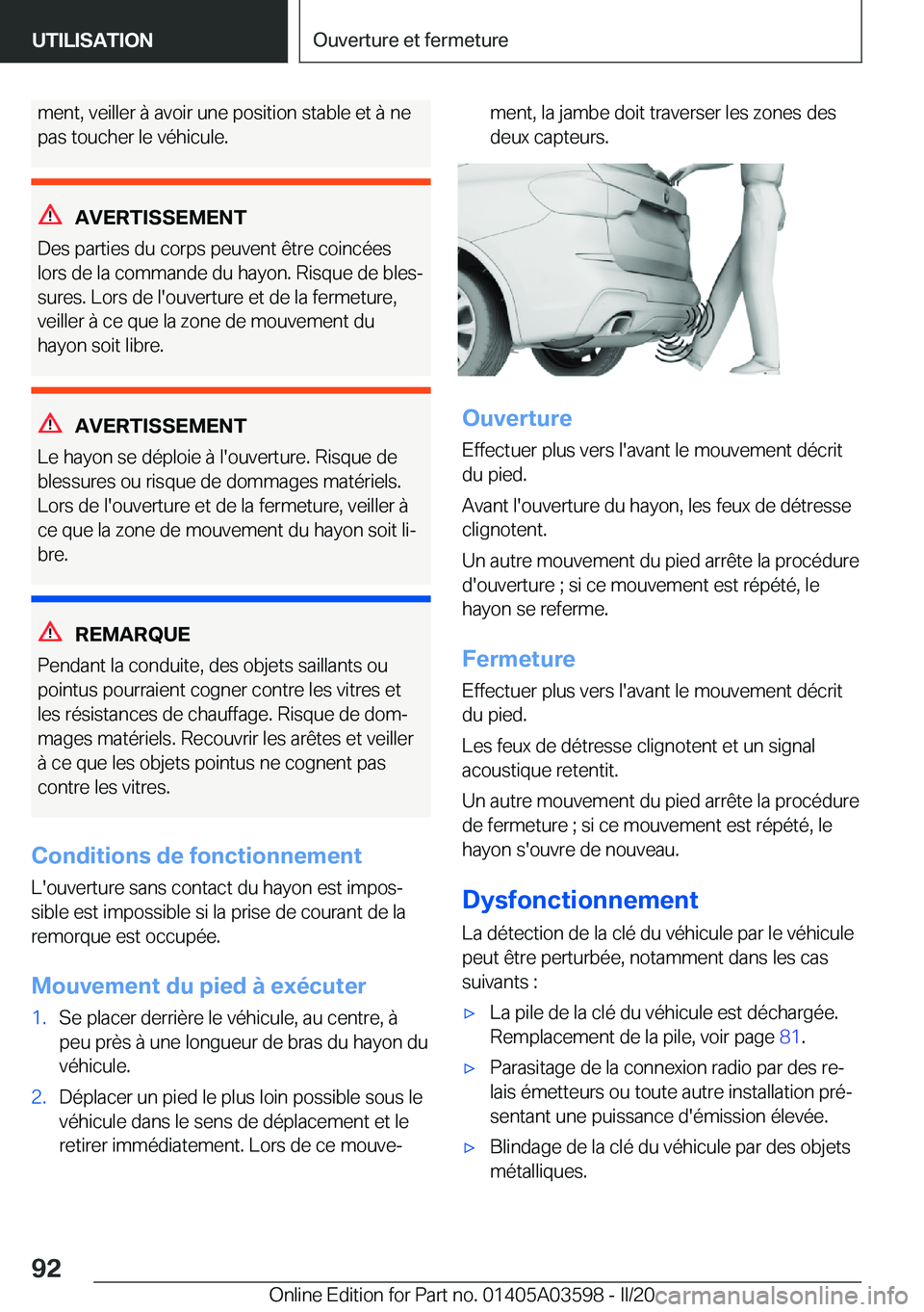 BMW X4 2020  Notices Demploi (in French) �m�e�n�t�,��v�e�i�l�l�e�r��