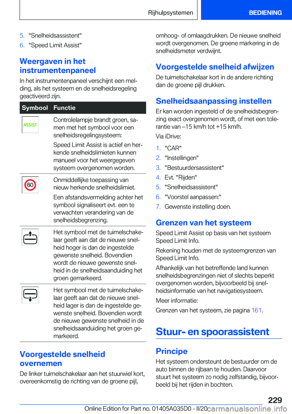 BMW X4 2020  Instructieboekjes (in Dutch) �5�.��S�n�e�l�h�e�i�d�s�a�s�s�i�s�t�e�n�t��6�.��S�p�e�e�d��L�i�m�i�t��A�s�s�i�s�t�
�W�e�e�r�g�a�v�e�n��i�n��h�e�t
�i�n�s�t�r�u�m�e�n�t�e�n�p�a�n�e�e�l
�I�n��h�e�t��i�n�s�t�r�u�m�e�n�t�e�n�p�