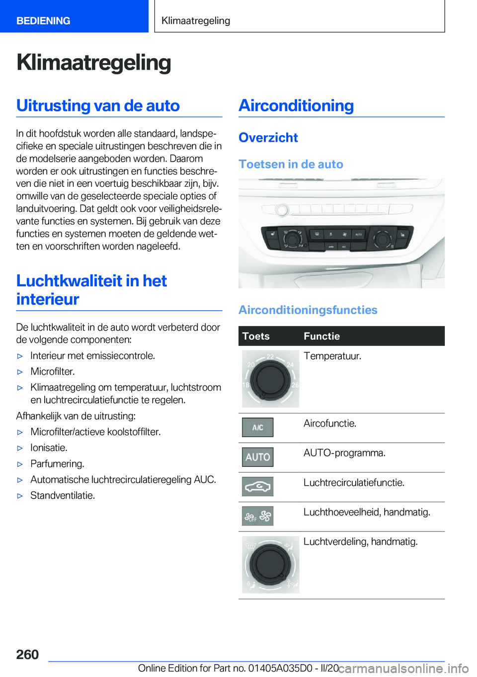 BMW X4 2020  Instructieboekjes (in Dutch) �K�l�i�m�a�a�t�r�e�g�e�l�i�n�g�U�i�t�r�u�s�t�i�n�g��v�a�n��d�e��a�u�t�o
�I�n��d�i�t��h�o�o�f�d�s�t�u�k��w�o�r�d�e�n��a�l�l�e��s�t�a�n�d�a�a�r�d�,��l�a�n�d�s�p�ej�c�i�f�i�e�k�e��e�n��s�p�e�