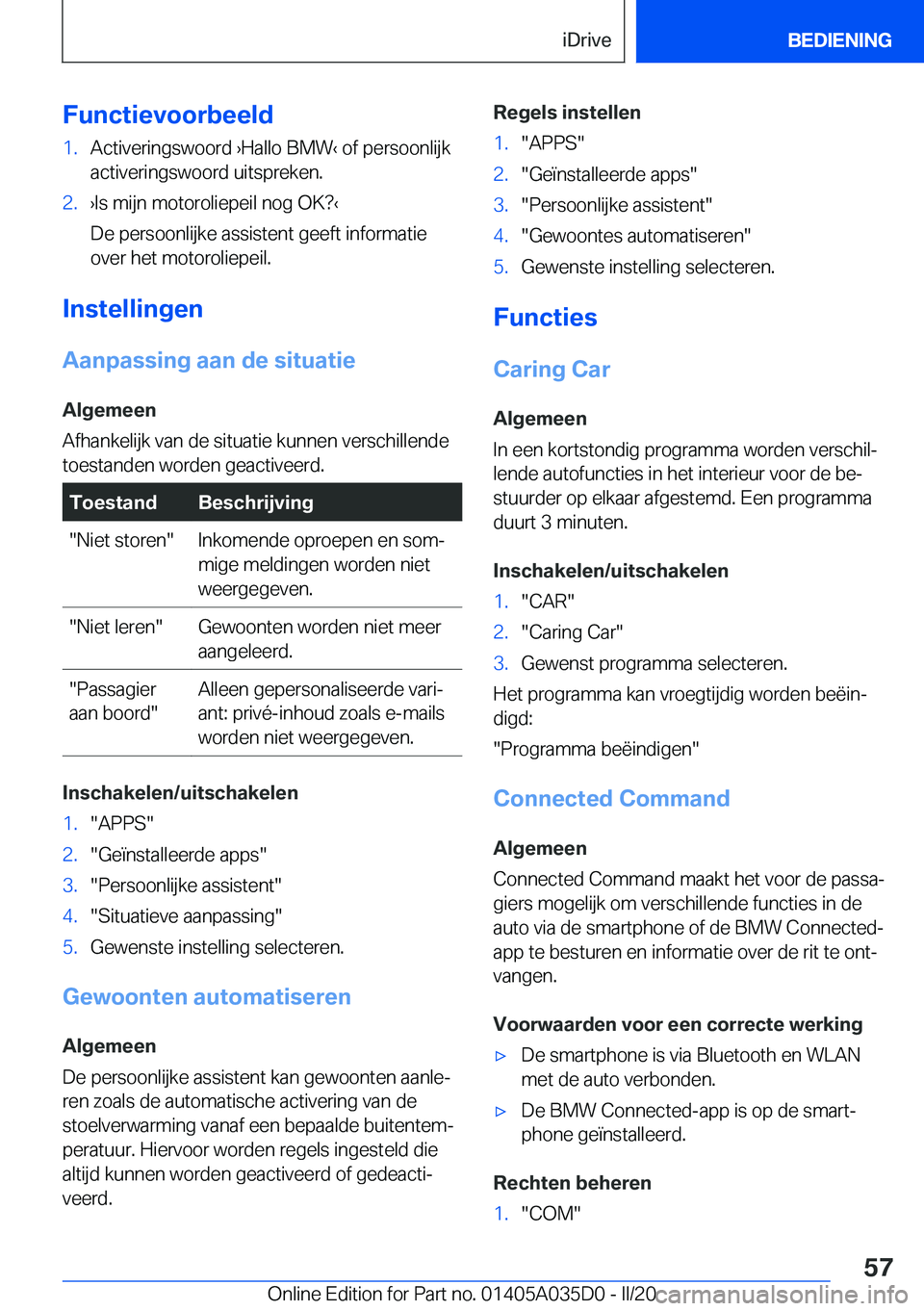 BMW X4 2020  Instructieboekjes (in Dutch) �F�u�n�c�t�i�e�v�o�o�r�b�e�e�l�d�1�.�A�c�t�i�v�e�r�i�n�g�s�w�o�o�r�d�
