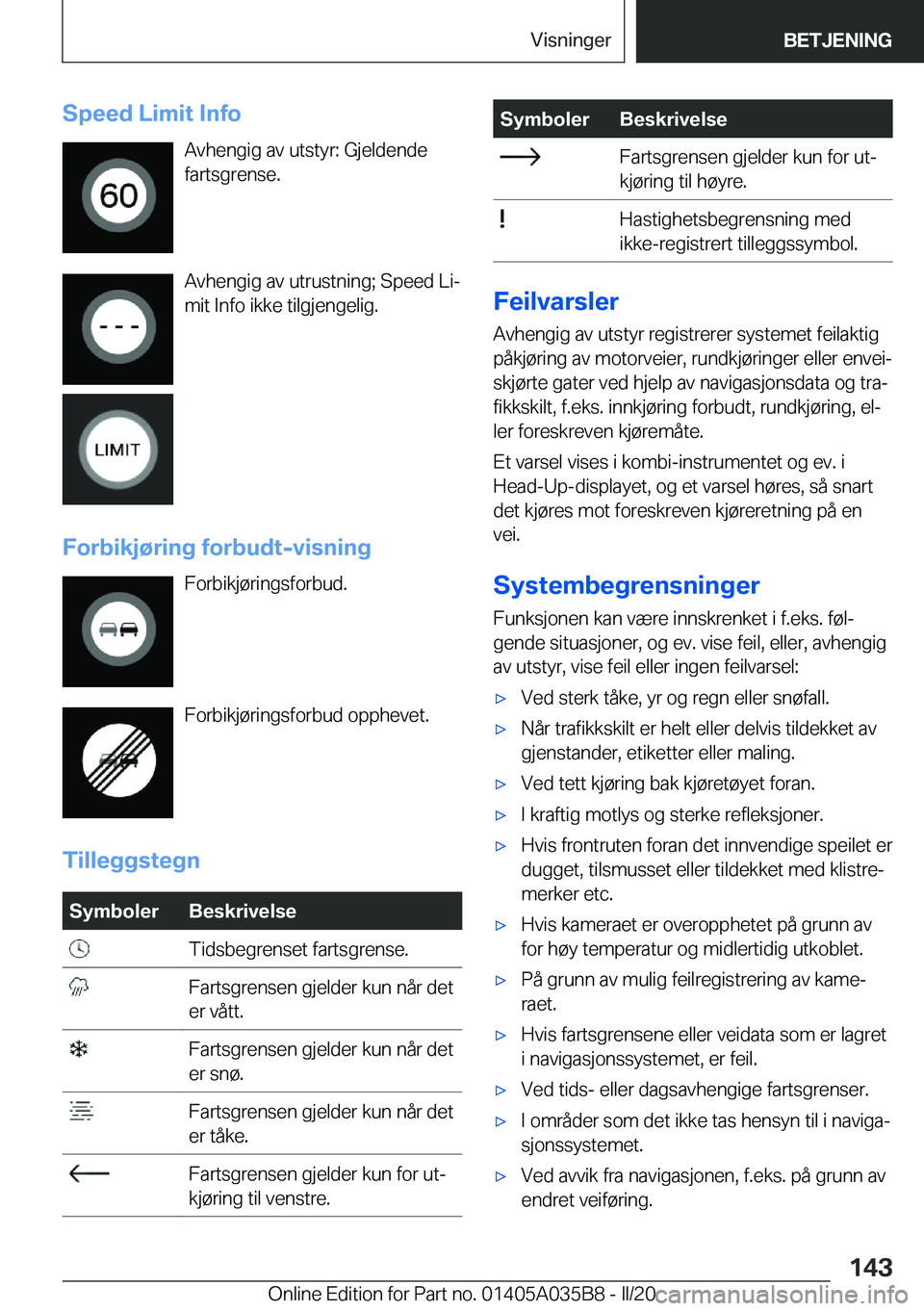 BMW X4 2020  InstruksjonsbØker (in Norwegian) �S�p�e�e�d��L�i�m�i�t��I�n�f�o�A�v�h�e�n�g�i�g��a�v��u�t�s�t�y�r�:��G�j�e�l�d�e�n�d�e�f�a�r�t�s�g�r�e�n�s�e�.
�A�v�h�e�n�g�i�g��a�v��u�t�r�u�s�t�n�i�n�g�;��S�p�e�e�d��L�ij �m�i�t��I�n�f�o�