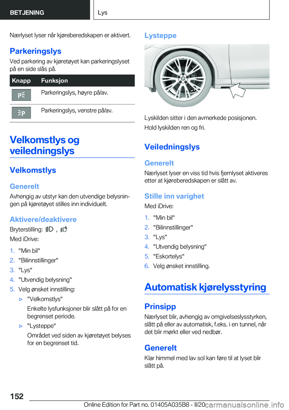 BMW X4 2020  InstruksjonsbØker (in Norwegian) �N�æ�r�l�y�s�e�t��l�y�s�e�r��n�å�r��k�j�
