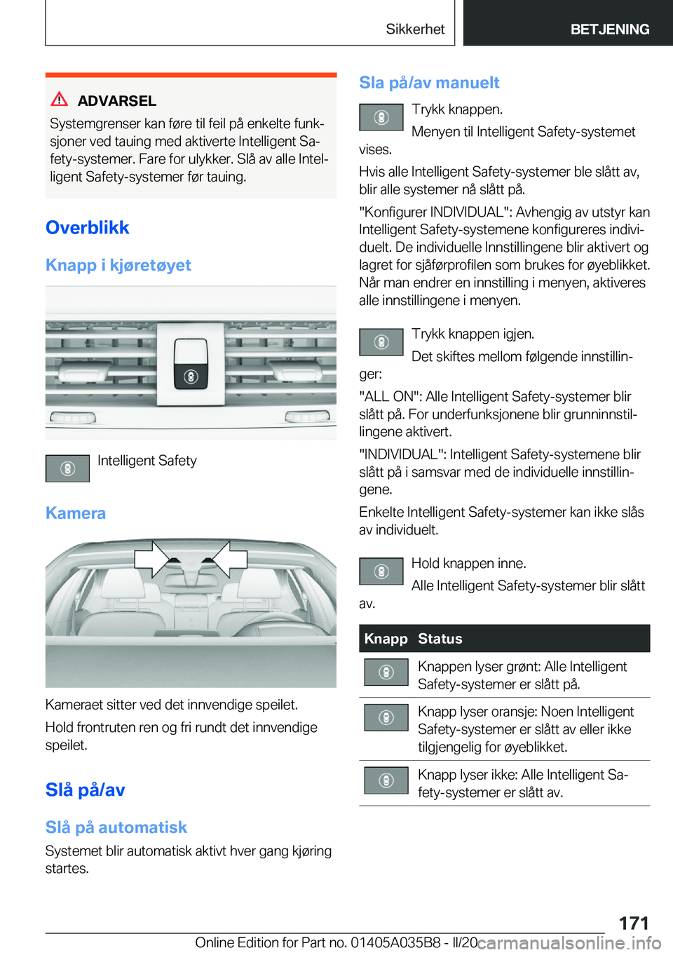 BMW X4 2020  InstruksjonsbØker (in Norwegian) �A�D�V�A�R�S�E�L
�S�y�s�t�e�m�g�r�e�n�s�e�r��k�a�n��f�