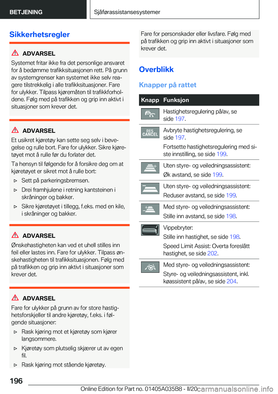 BMW X4 2020  InstruksjonsbØker (in Norwegian) �S�i�k�k�e�r�h�e�t�s�r�e�g�l�e�r
�A�D�V�A�R�S�E�L
�S�y�s�t�e�m�e�t��f�r�i�t�a�r��i�k�k�e��f�r�a��d�e�t��p�e�r�s�o�n�l�i�g�e��a�n�s�v�a�r�e�t
�f�o�r��å��b�e�d�
