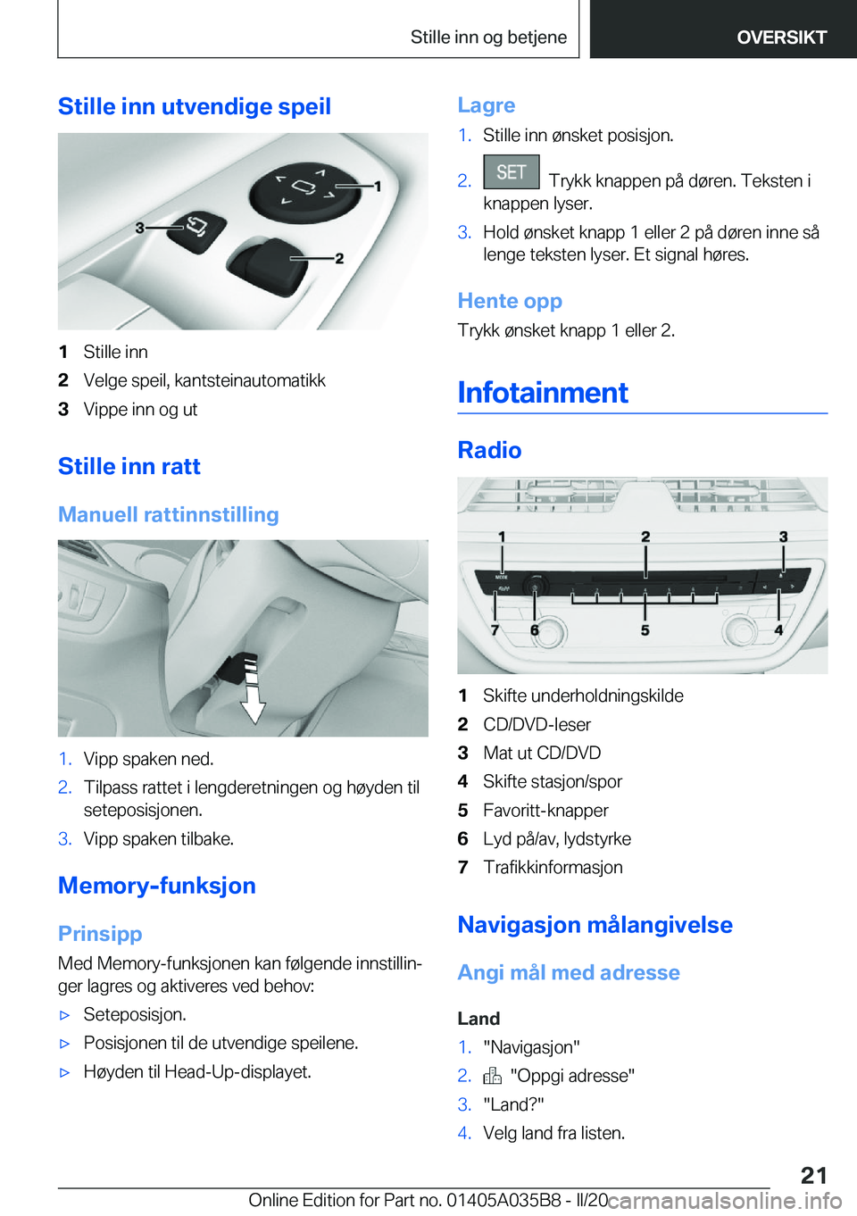 BMW X4 2020  InstruksjonsbØker (in Norwegian) �S�t�i�l�l�e��i�n�n��u�t�v�e�n�d�i�g�e��s�p�e�i�l�1�S�t�i�l�l�e��i�n�n�2�V�e�l�g�e��s�p�e�i�l�,��k�a�n�t�s�t�e�i�n�a�u�t�o�m�a�t�i�k�k�3�V�i�p�p�e��i�n�n��o�g��u�t
�S�t�i�l�l�e��i�n�n��r�a�