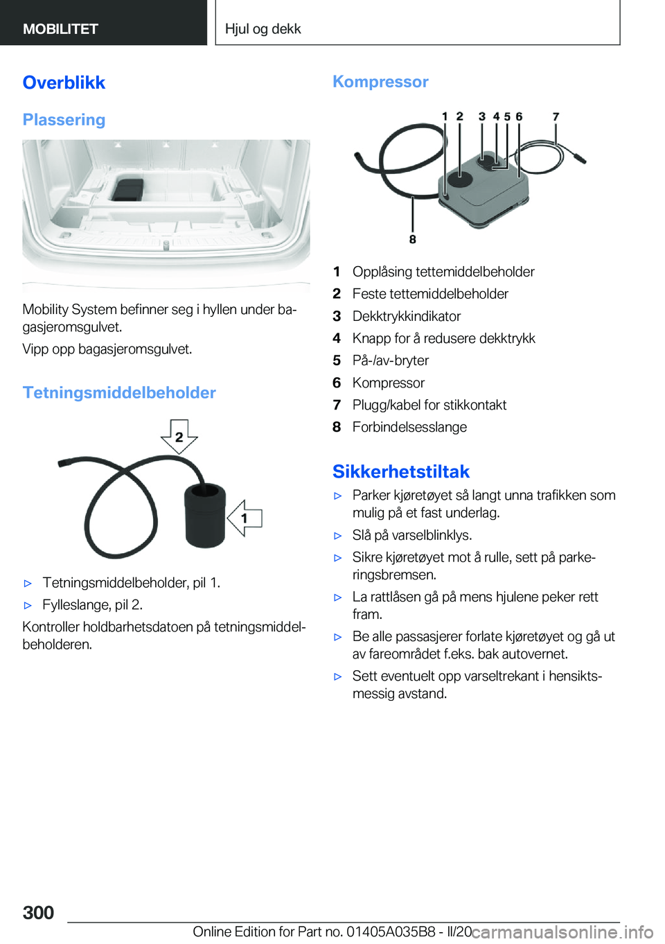BMW X4 2020  InstruksjonsbØker (in Norwegian) �O�v�e�r�b�l�i�k�k�P�l�a�s�s�e�r�i�n�g
�M�o�b�i�l�i�t�y��S�y�s�t�e�m��b�e�f�i�n�n�e�r��s�e�g��i��h�y�l�l�e�n��u�n�d�e�r��b�aj�g�a�s�j�e�r�o�m�s�g�u�l�v�e�t�.
�V�i�p�p��o�p�p��b�a�g�a�s�j�e�r