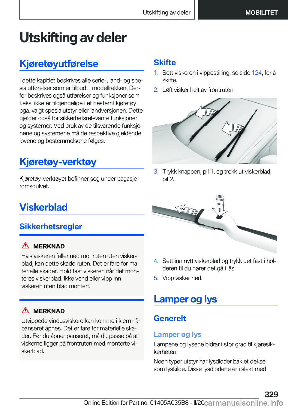 BMW X4 2020  InstruksjonsbØker (in Norwegian) �U�t�s�k�i�f�t�i�n�g��a�v��d�e�l�e�r�K�j�