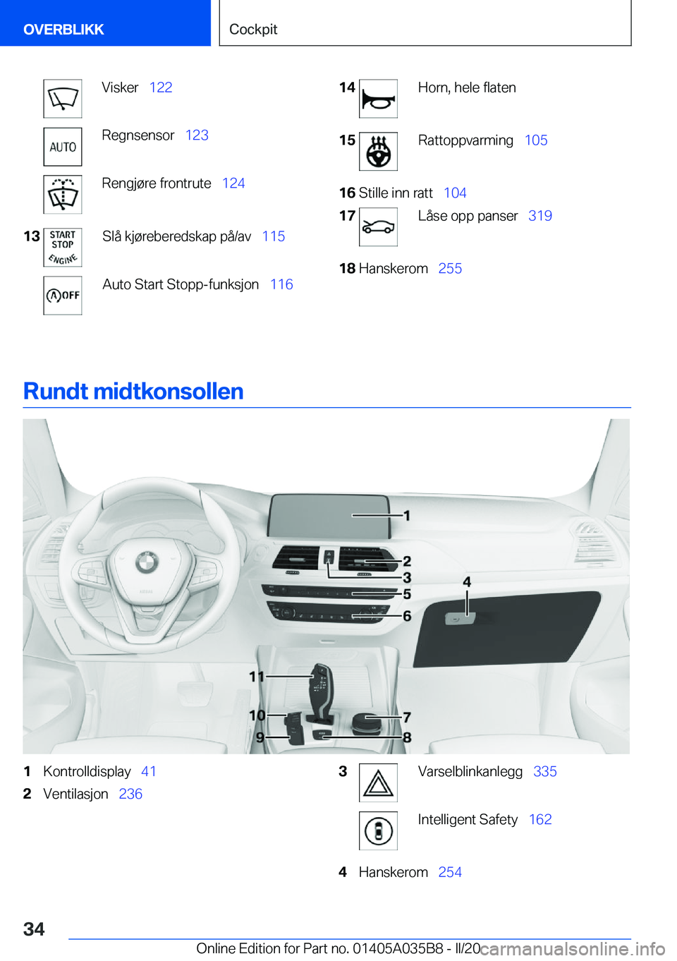 BMW X4 2020  InstruksjonsbØker (in Norwegian) �V�i�s�k�e�r\_�1�2�2�R�e�g�n�s�e�n�s�o�r\_ �1�2�3�R�e�n�g�j�