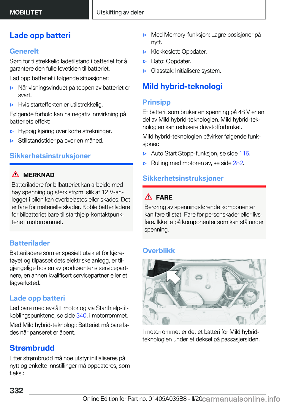BMW X4 2020  InstruksjonsbØker (in Norwegian) �L�a�d�e��o�p�p��b�a�t�t�e�r�i
�G�e�n�e�r�e�l�t
�S�