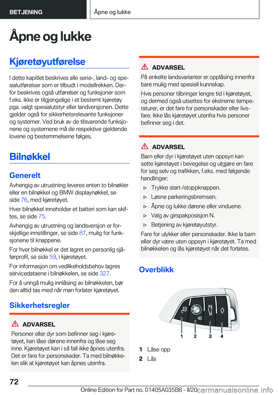 BMW X4 2020  InstruksjonsbØker (in Norwegian) �
